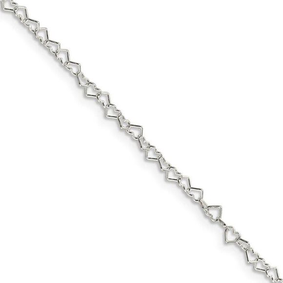 3.5mm, Sterling Silver Heart Link Chain Necklace, 16 Inch - Picture 1 of 8